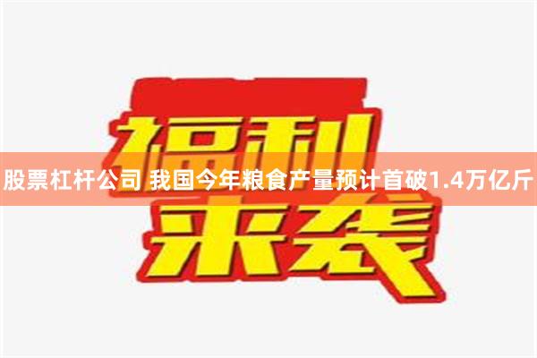 股票杠杆公司 我国今年粮食产量预计首破1.4万亿斤